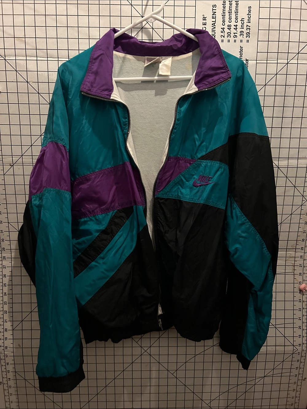 Vintage Nike Teal, Purple & Black Colorblock Windbreaker Jacket